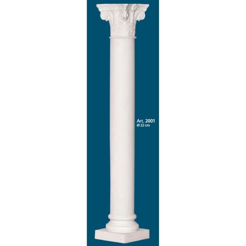 COLONNA IN GESSO H. CM. 205 FUSTO LISCIO CM. 22 CAP. CORINZIO